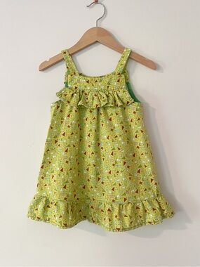HANDMADE EUC 1 of a Kind Chartreuse Whimsical Flag Print Summer Dress
